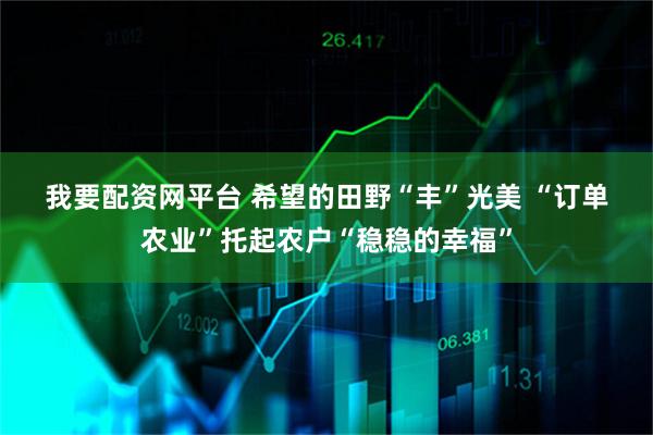 我要配资网平台 希望的田野“丰”光美 “订单农业”托起农户“稳稳的幸福”
