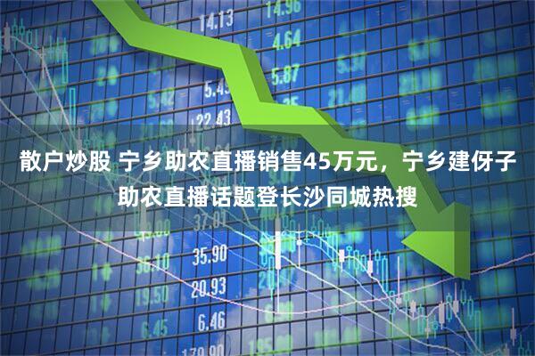 散户炒股 宁乡助农直播销售45万元，宁乡建伢子助农直播话题登长沙同城热搜