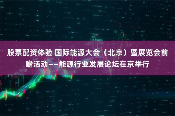 股票配资体验 国际能源大会（北京）暨展览会前瞻活动——能源行业发展论坛在京举行